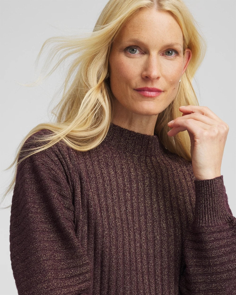 Chico's Quality | Metallic Ribbed Pullover