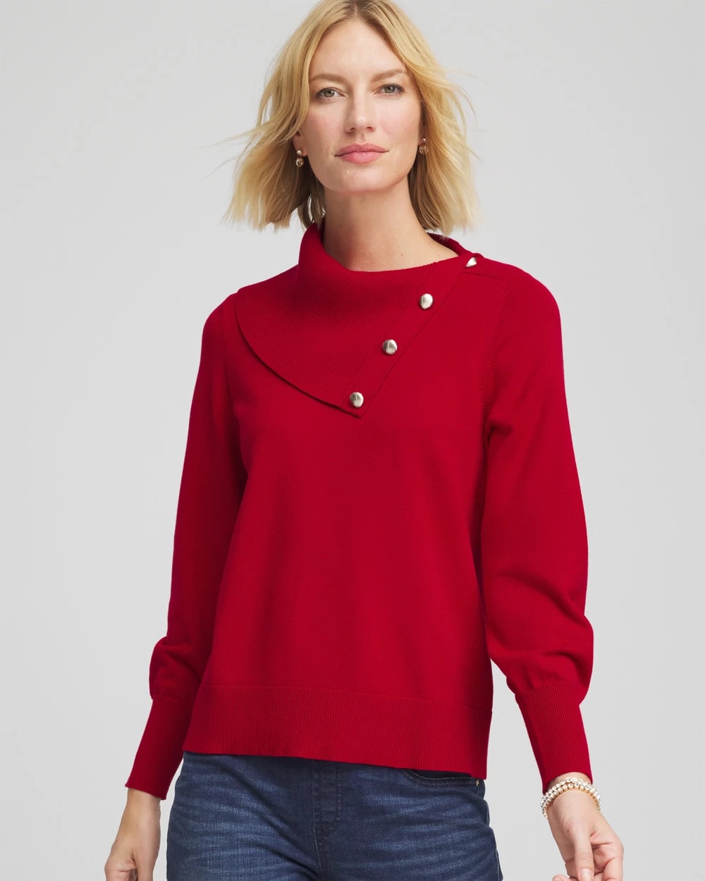 Chico's New | Button Envelope Neck Sweater