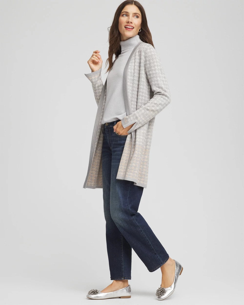 Chico's Premium | Metallic Herringbone Cardigan