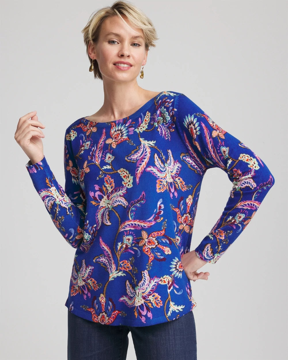 Chico's Recommended | Ella Boatneck Printed Pullover Sweater