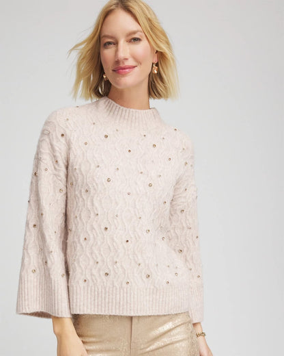 Chico's Smart Buy | Sequined Cable Knit Sweater