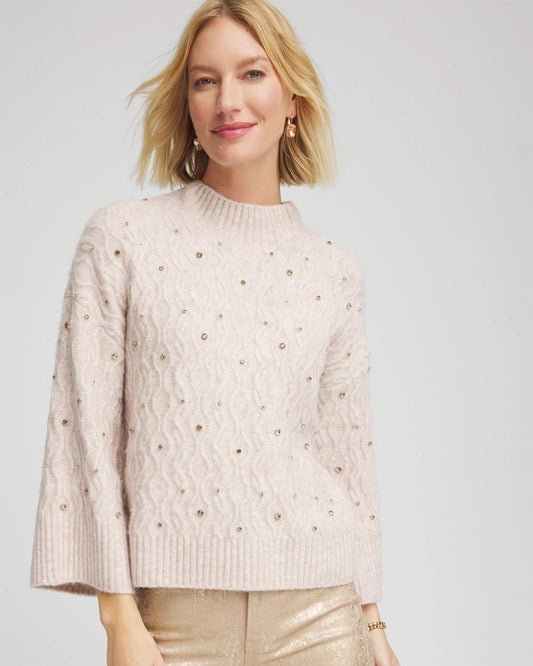 Chico's Smart Buy | Sequined Cable Knit Sweater