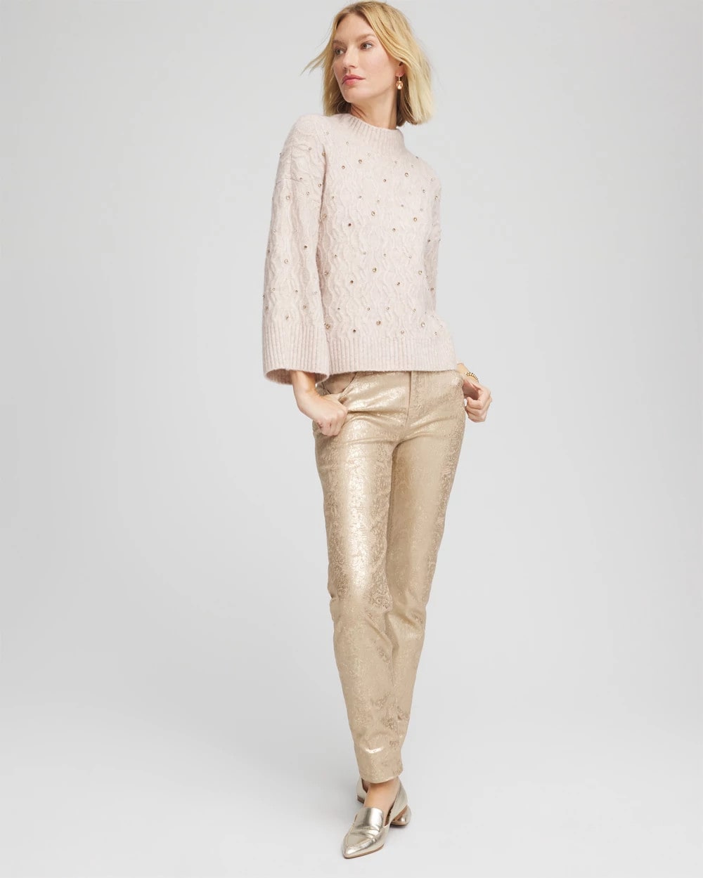 Chico's Smart Buy | Sequined Cable Knit Sweater