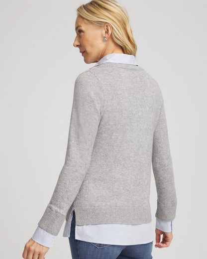Chico's Featured | Sequin Built-In Shirt Knit Sweater