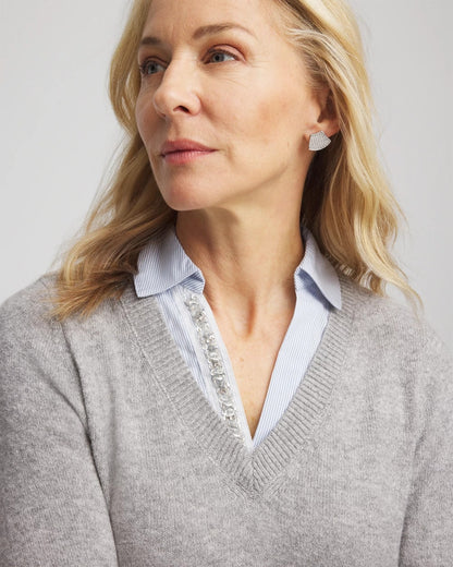 Chico's Featured | Sequin Built-In Shirt Knit Sweater