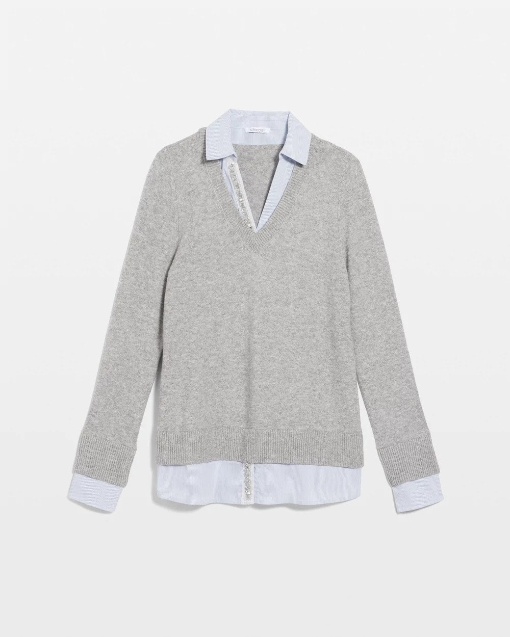 Chico's Featured | Sequin Built-In Shirt Knit Sweater