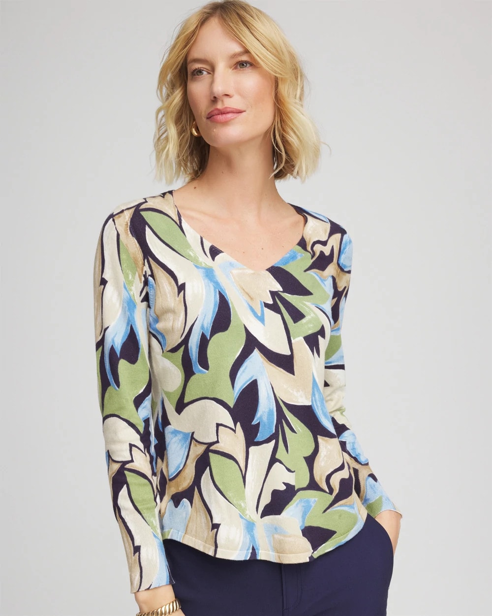 Chico's Great Value | Ella Bloom V-Neck Pullover Sweater