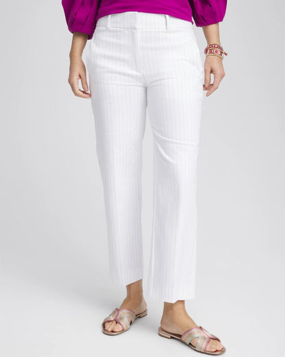 Chico's Essential | Striped Straight-Leg Cropped Pants