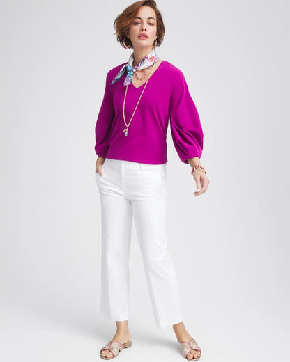 Chico's Essential | Striped Straight-Leg Cropped Pants