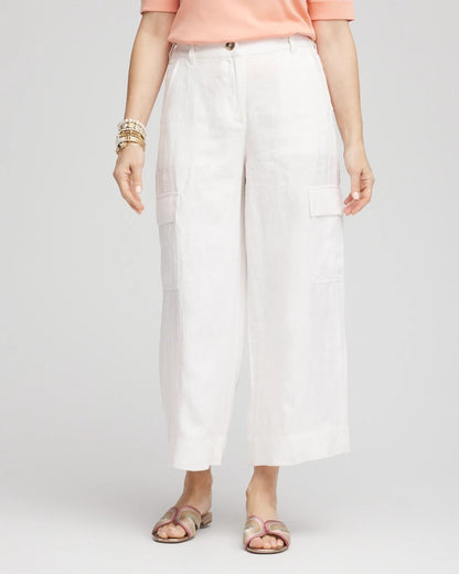 Chico's Trusted | Linen Cargo Wide-Leg Cropped Pants