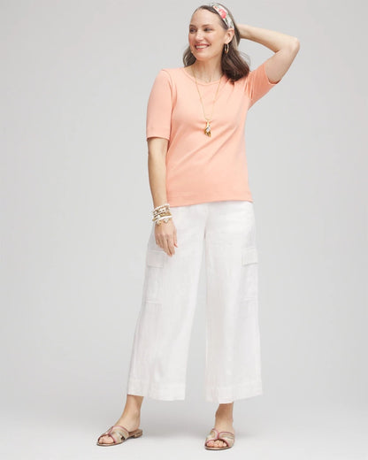 Chico's Trusted | Linen Cargo Wide-Leg Cropped Pants
