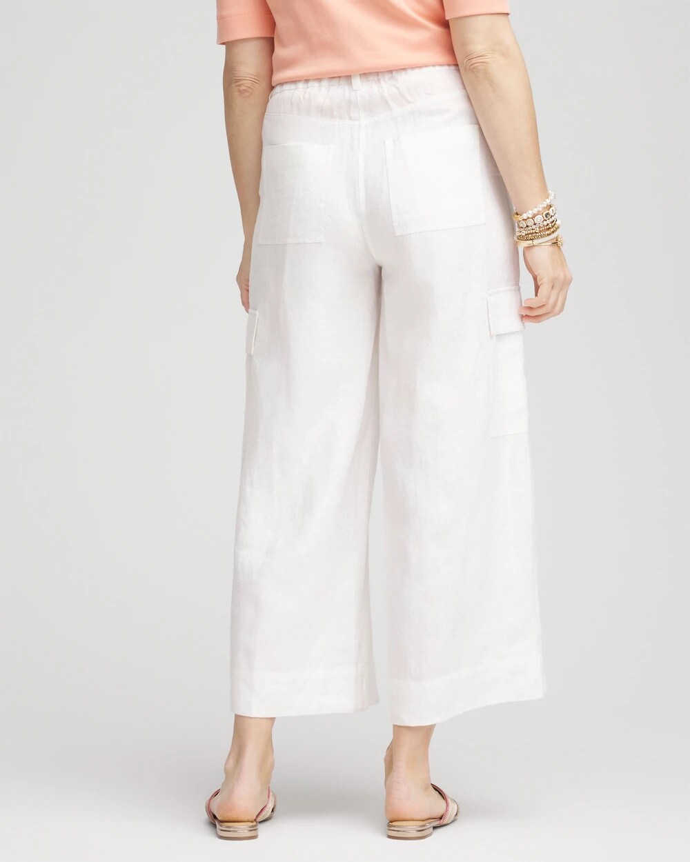 Chico's Trusted | Linen Cargo Wide-Leg Cropped Pants