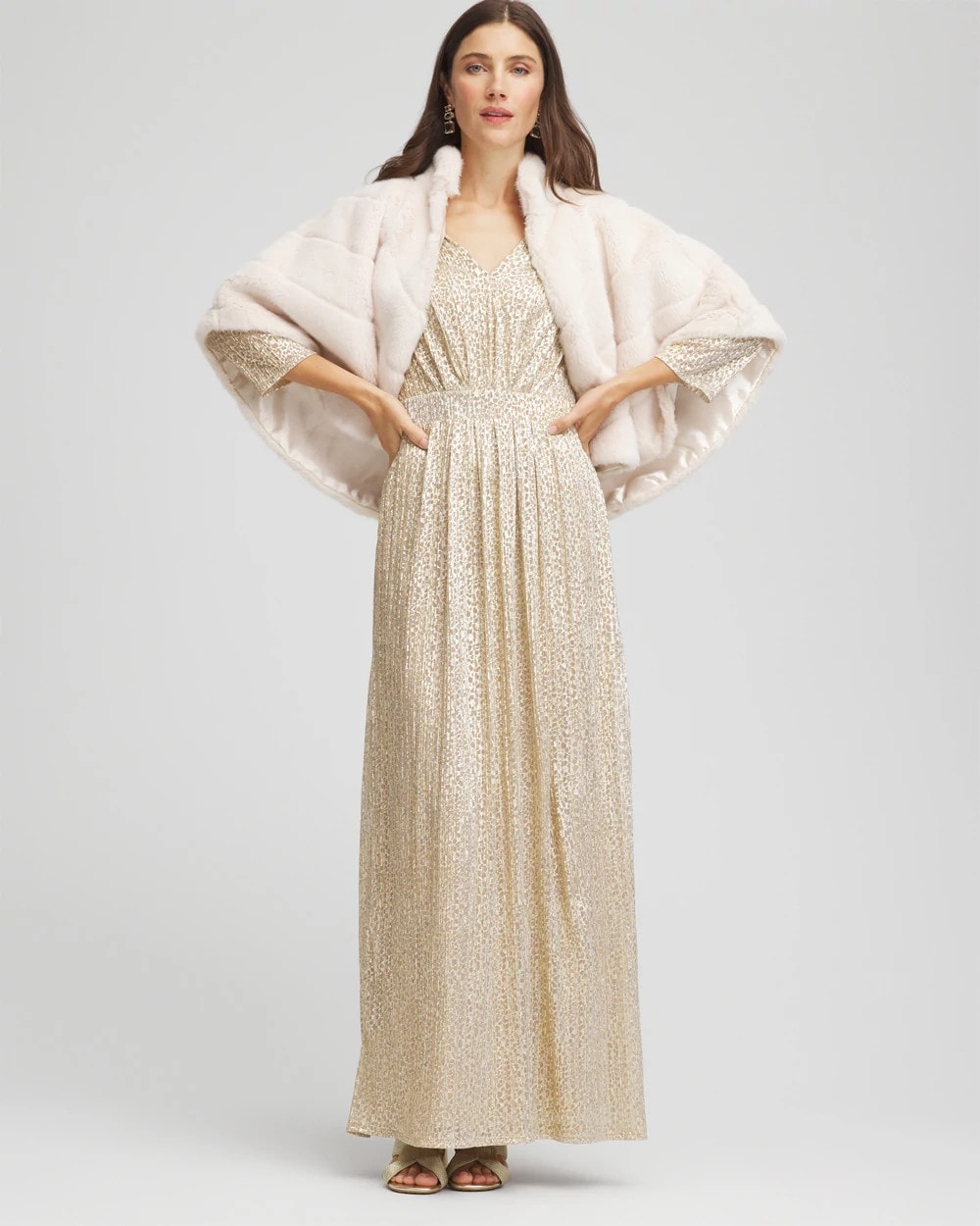 Chico's Trending | Metallic Knit Pleated Maxi Dress