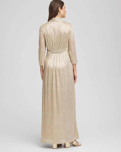 Chico's Trending | Metallic Knit Pleated Maxi Dress