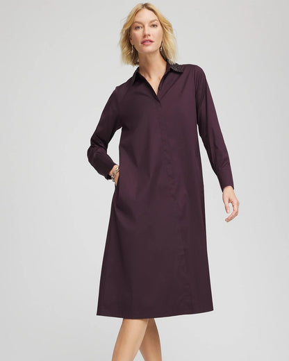 Chico's Quality | Sequin Collar Midi Shirtdress