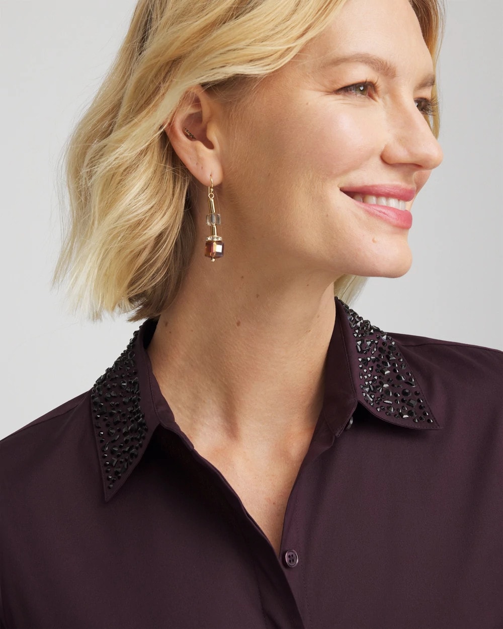 Chico's Quality | Sequin Collar Midi Shirtdress