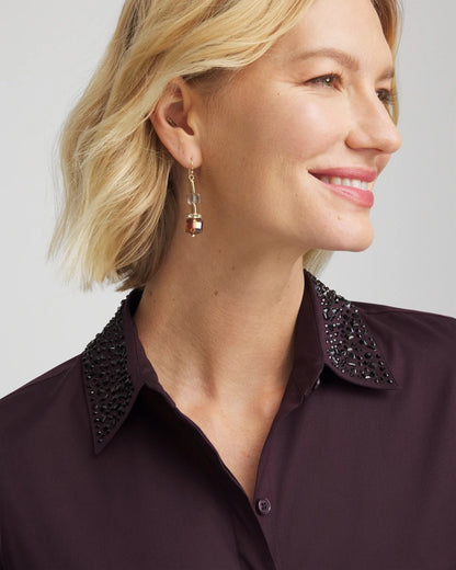 Chico's Quality | Sequin Collar Midi Shirtdress