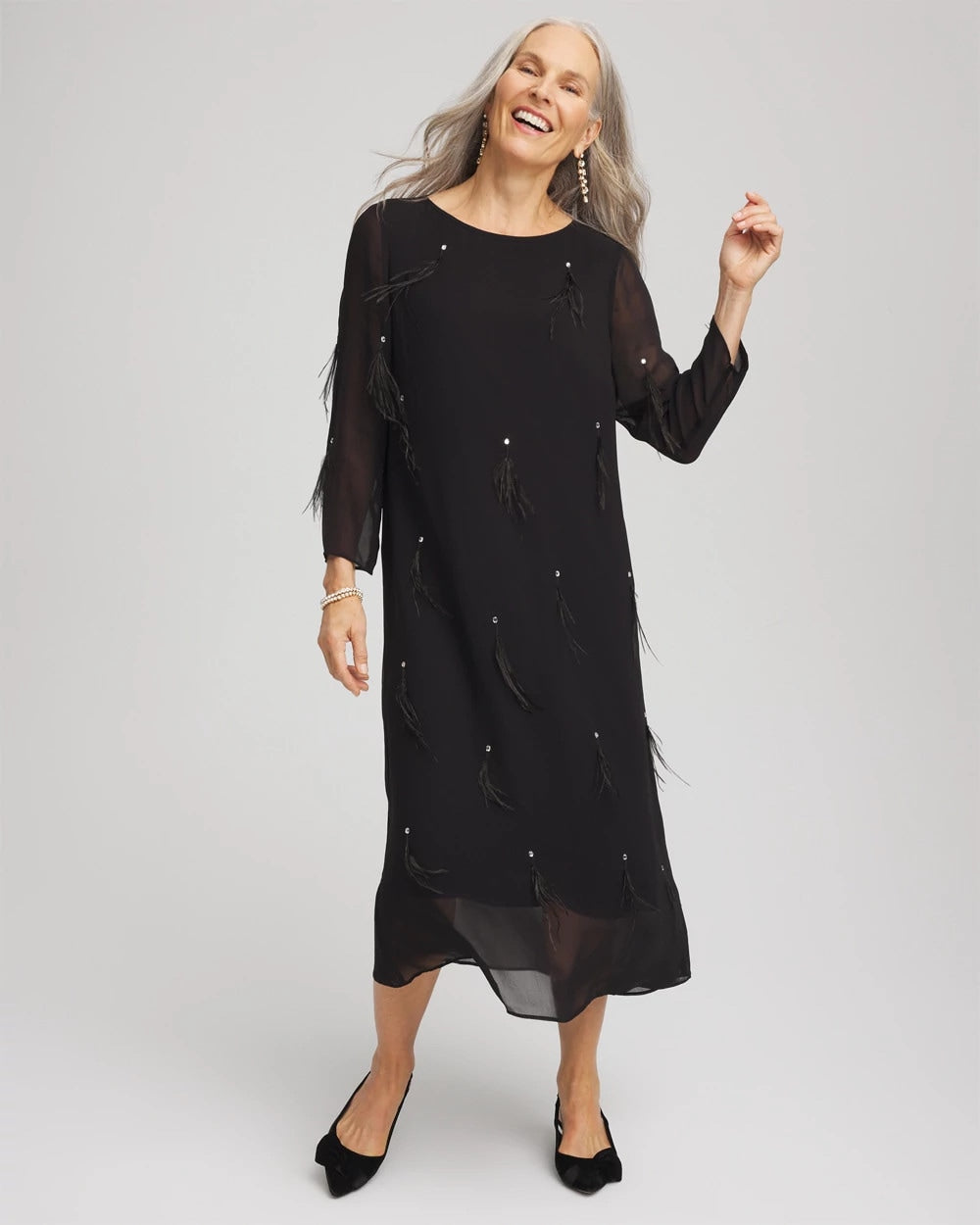 Chico's Top Pick | Feathered Georgette Popover Dress