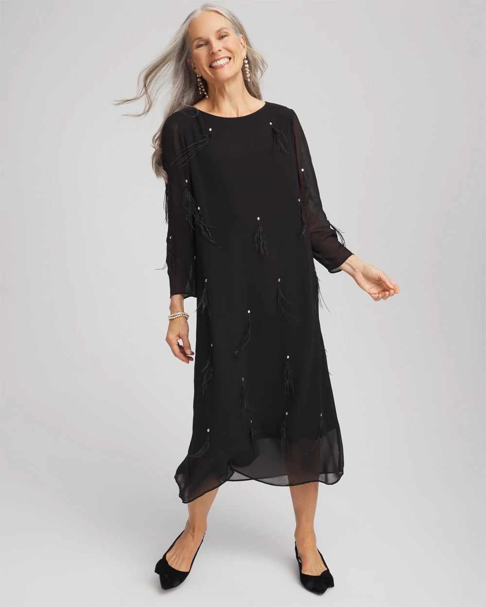 Chico's Top Pick | Feathered Georgette Popover Dress