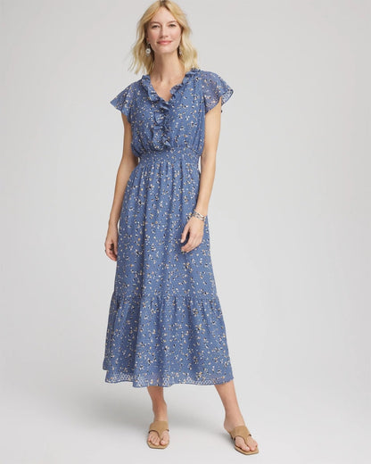 Chico's Special Offer | Textured Ruffled-Placket Maxi Dress