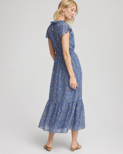 Chico's Special Offer | Textured Ruffled-Placket Maxi Dress