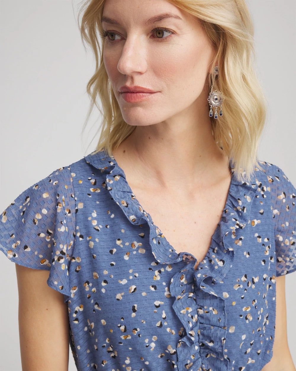 Chico's Special Offer | Textured Ruffled-Placket Maxi Dress