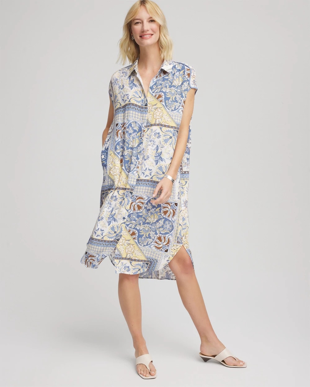 Chico's Premium | Floral Patchwork Short Shirtdress
