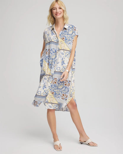 Chico's Premium | Floral Patchwork Short Shirtdress