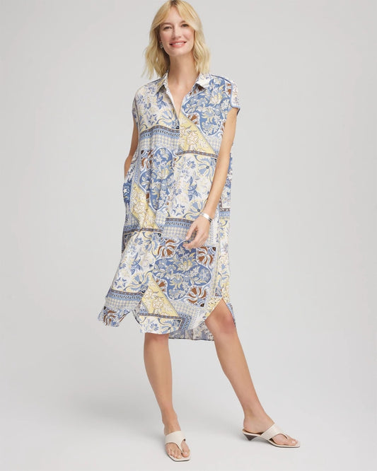 Chico's Premium | Floral Patchwork Short Shirtdress