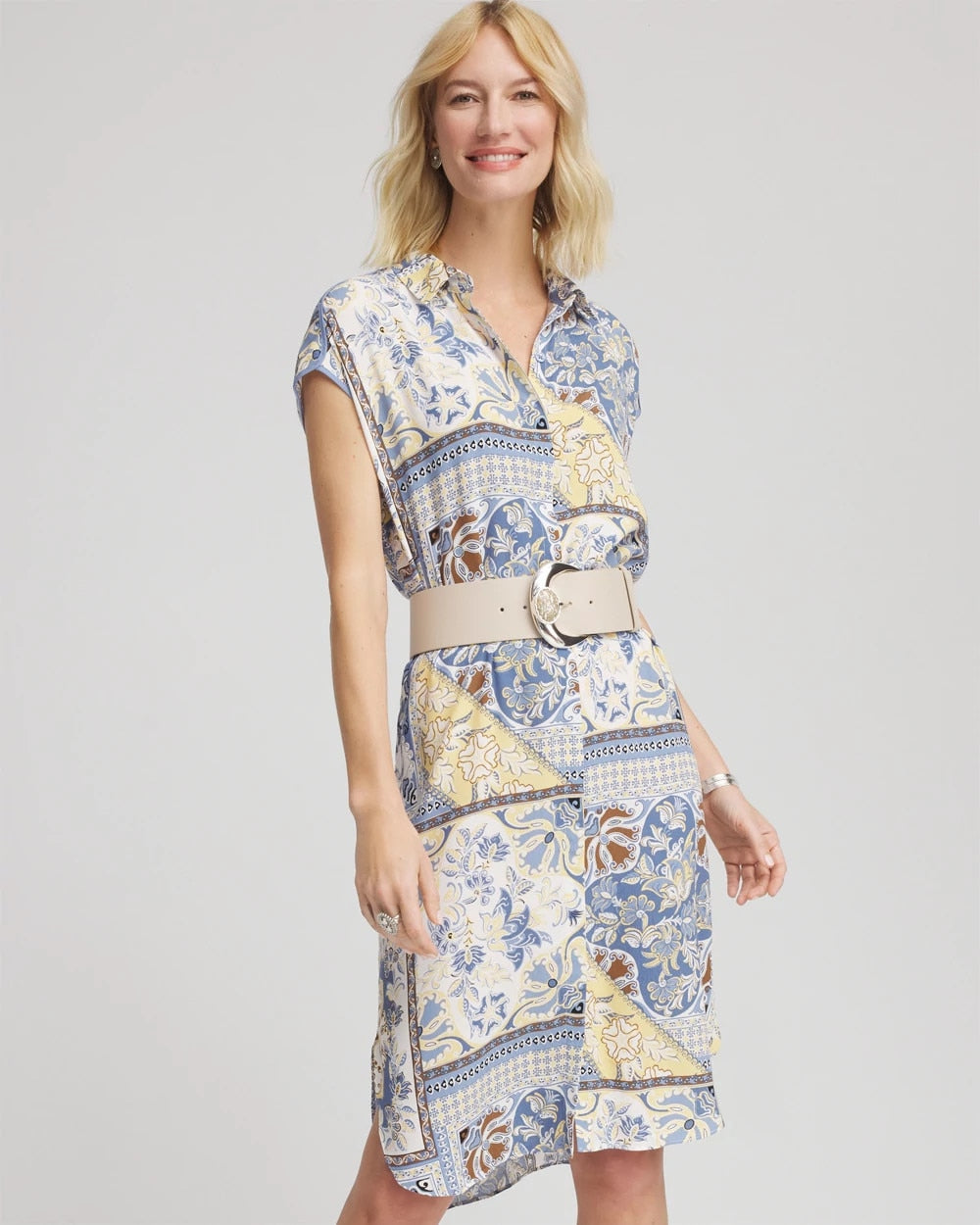 Chico's Premium | Floral Patchwork Short Shirtdress