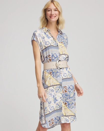 Chico's Premium | Floral Patchwork Short Shirtdress