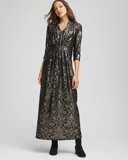 Chico's Special Offer | Foiled Knit Pleated Maxi Dress