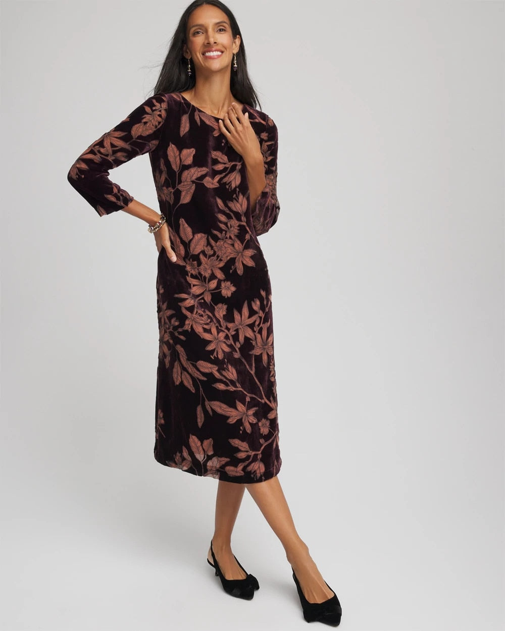 Chico's Sale | Burnout Velvet Midi Dress