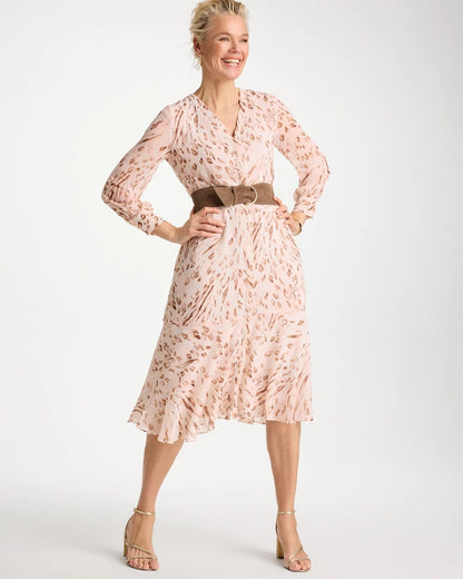 Chico's Exclusive | Cheetah Georgette Tie Shirtdress