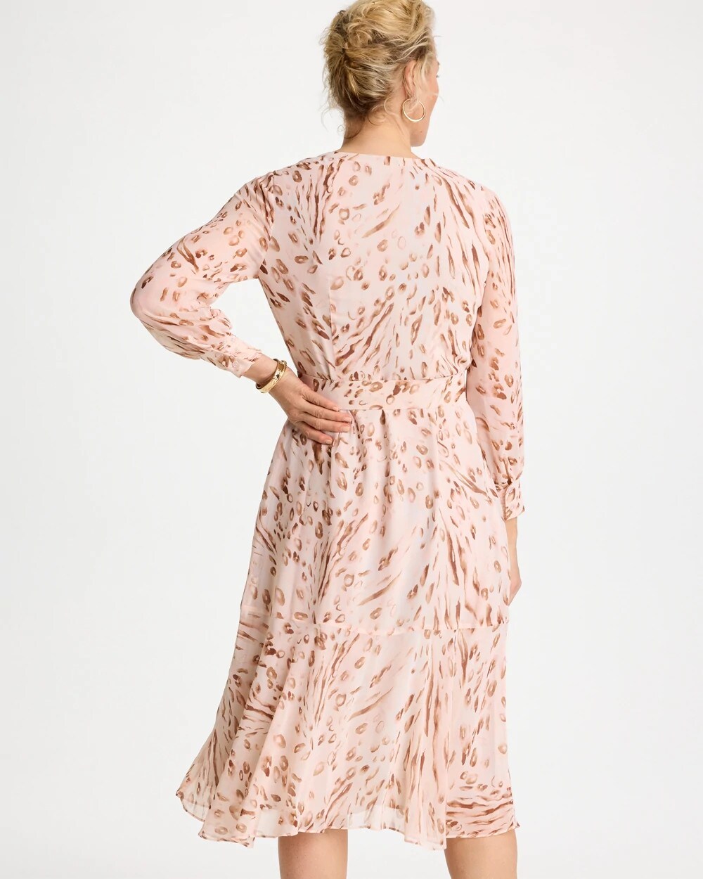 Chico's Exclusive | Cheetah Georgette Tie Shirtdress