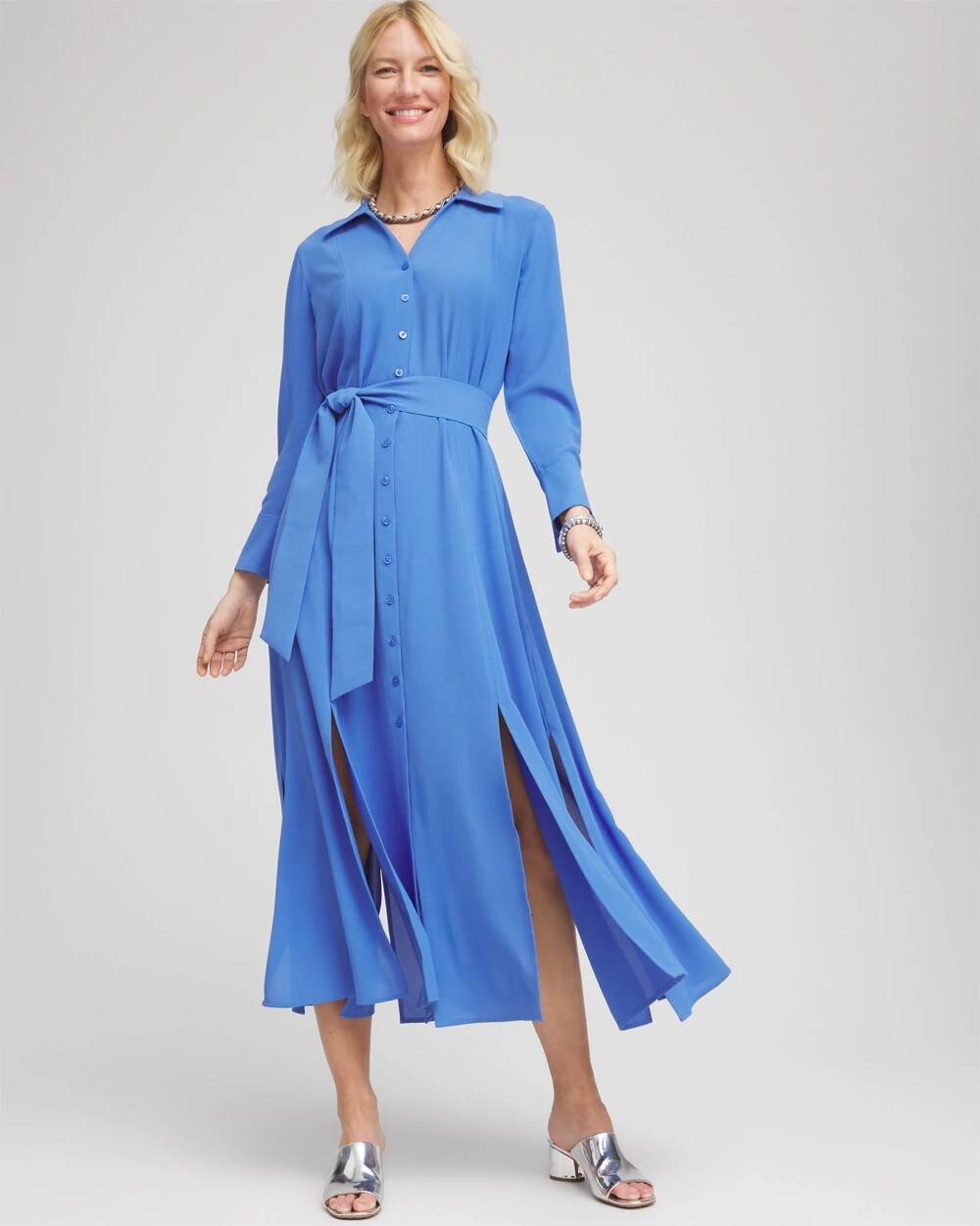 Chico's Best Price | Belted Split Hem Maxi Shirtdress
