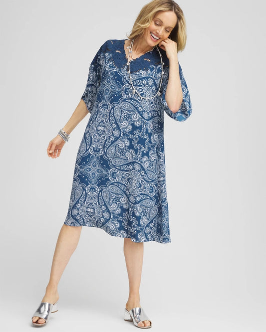 Chico's Recommended | Crepe Lace-Neck Dress