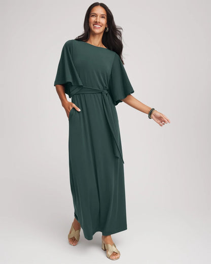 Chico's Trending | Belted Flutter-Sleeve Maxi Dress
