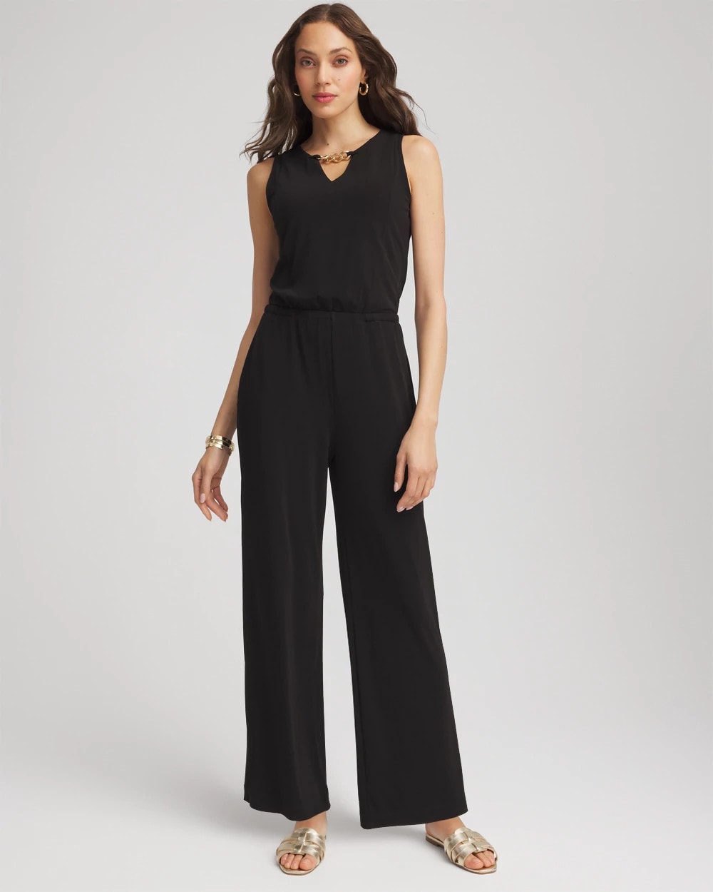 Chico's Customer Favorite | Travelers™ Jersey Knit Chain-Trim Jumpsuit