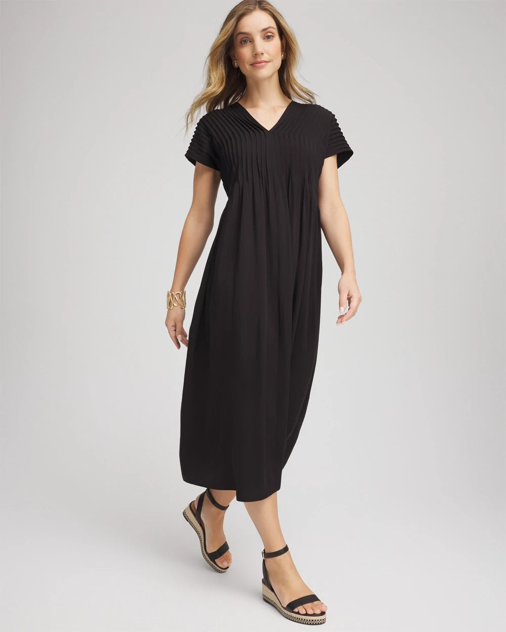Chico's Popular | Silk-Twill Popover Midi Dress