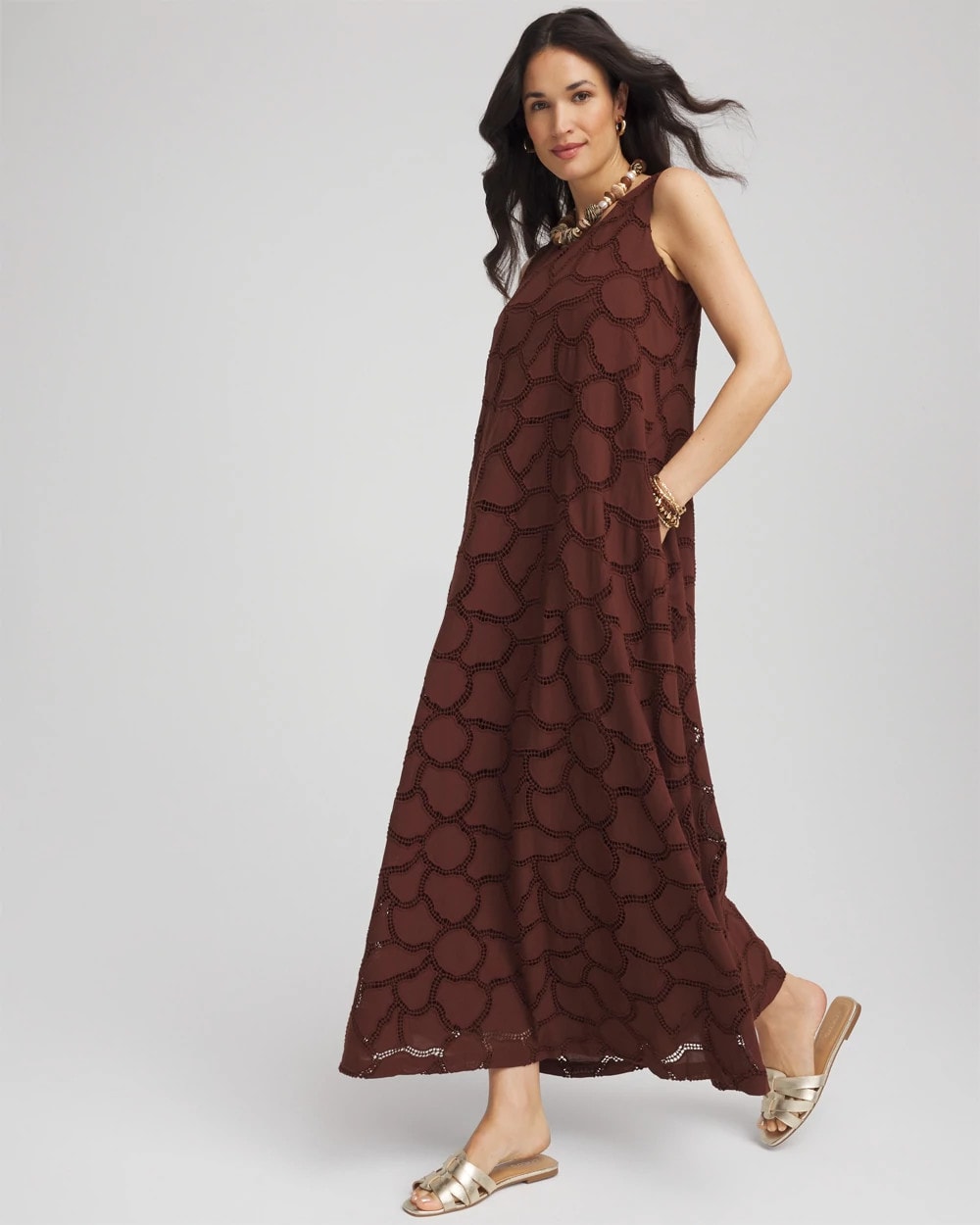 Chico's Exclusive | Eyelet Cutout Maxi Tank Dress