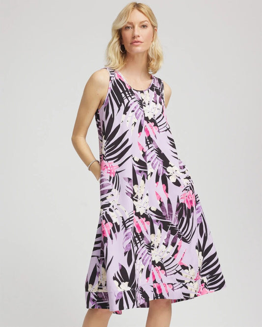 Chico's Quality | Zenergy® Floral Palms Lightweight Midi Dress