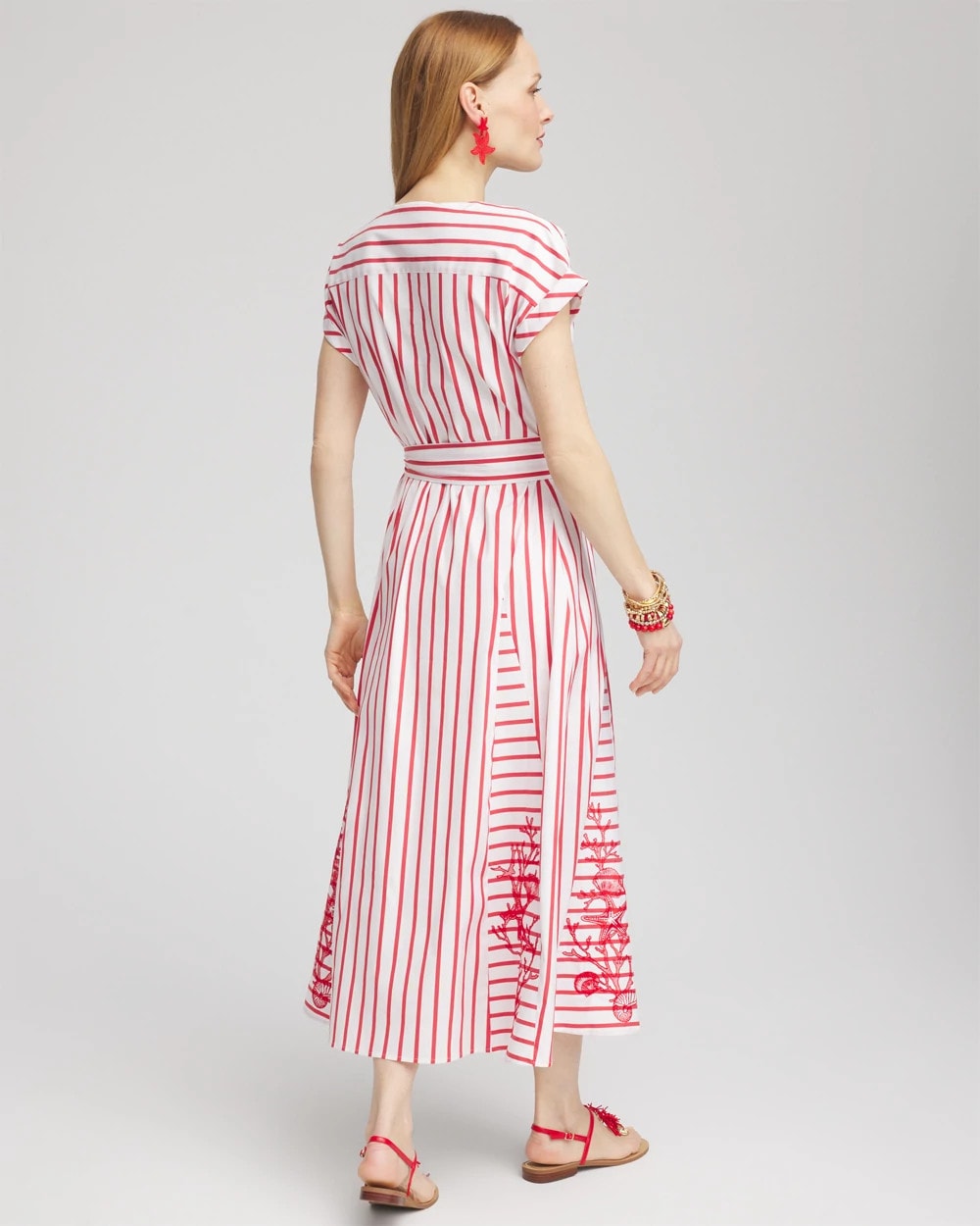 Chico's Classic | Embroidered Godet Striped Maxi Dress