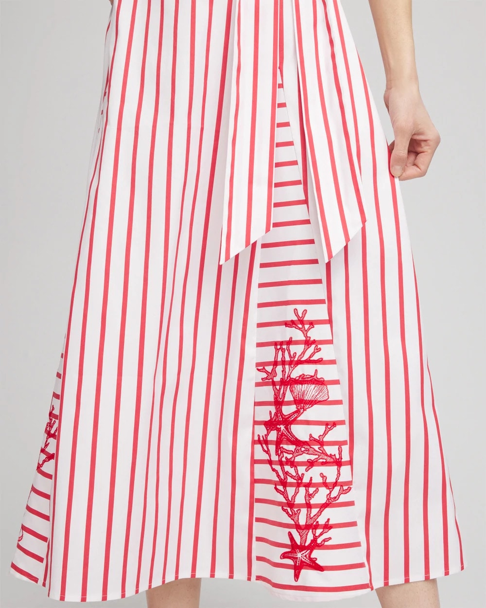 Chico's Classic | Embroidered Godet Striped Maxi Dress