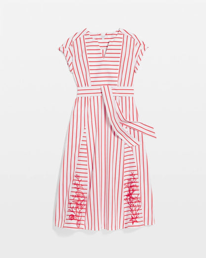 Chico's Classic | Embroidered Godet Striped Maxi Dress