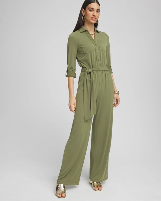 Chico's New | Belted Jersey Maxi Jumpsuit