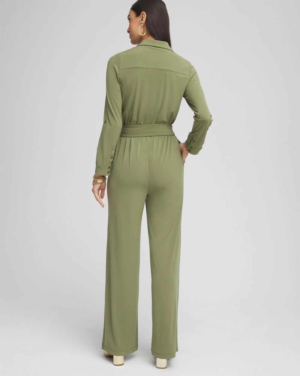 Chico's New | Belted Jersey Maxi Jumpsuit