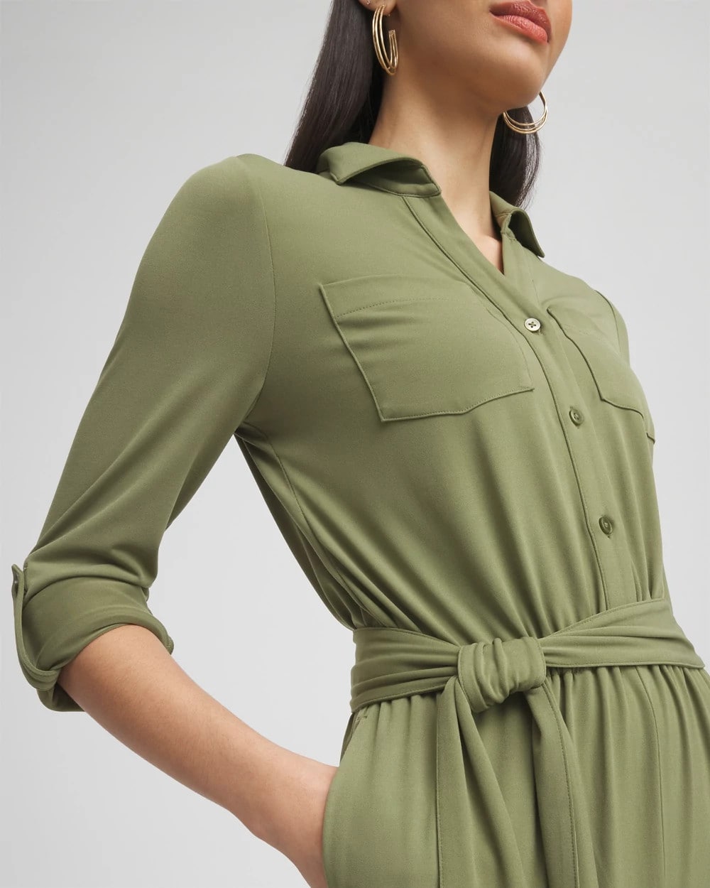 Chico's New | Belted Jersey Maxi Jumpsuit