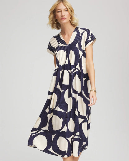 Chico's Featured | Printed Silk-Twill Popover Midi Dress