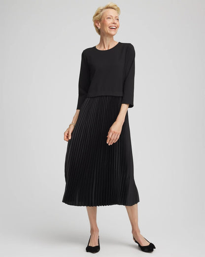 Chico's Great Value | Satin-Knit Pleated Maxi Dress